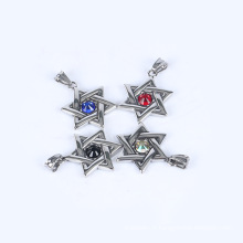 Nouveaux bijoux en diamant hexagonal rétro pendentif en acier inoxydable collier pendentif en argent bijoux